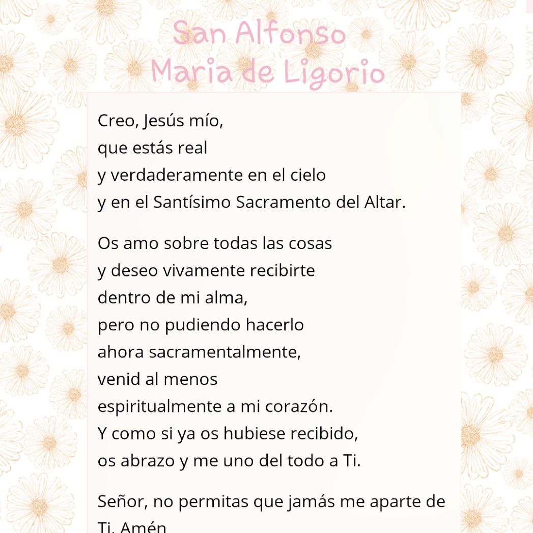 San Alfonso María de Ligorio - Oracion Santa Comunion Espiritual