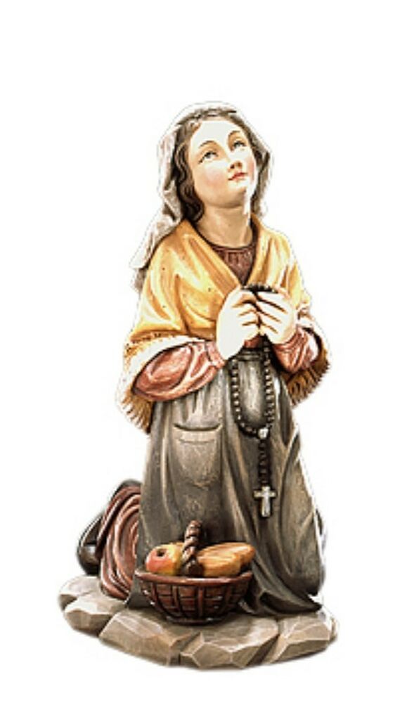 Santa Bernardita Te Amo - Statua Di Santa Bernadette Cm 19 In Legno Della Valgardena D