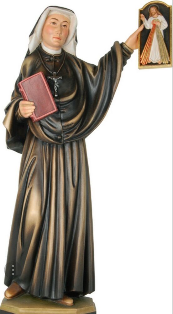 Santa Faustina - Statua Di Santa Faustina Kowalska Cm 20 Legno Della Valgarde