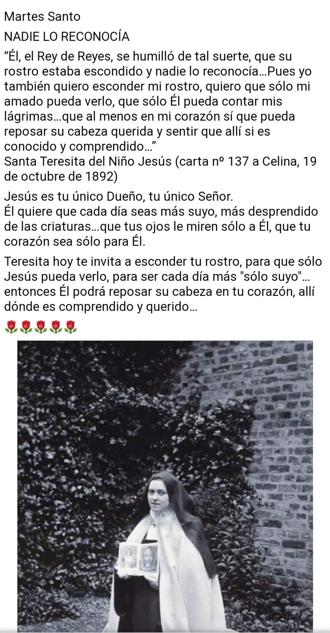 Santa Teresita del Niño Jesús - Jesus Es Mi Unico Dueno Mi Unico Senor Mi Unico Reymi Unico 1